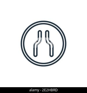 Narrow two lanes sign outline vector icon. Thin line black narrow two lanes sign icon, flat vector simple element illustration from editable maps and Stock Vector