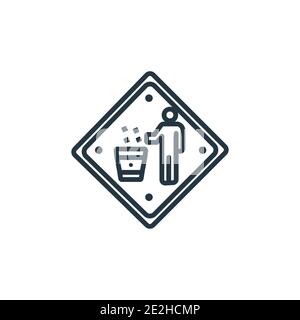 Throw to the bin outline vector icon. Thin line black throw to the bin icon, flat vector simple element illustration from editable maps and flags conc Stock Vector