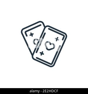 Playing cards outline vector icon. Thin line black playing cards icon, flat vector simple element illustration from editable magic concept isolated st Stock Vector