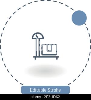box on delivery scale vector icon editable stroke outline icons for web and mobile Stock Vector