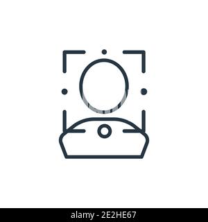 Facial recognition outline vector icon. Thin line black facial recognition icon, flat vector simple element illustration from editable internet securi Stock Vector