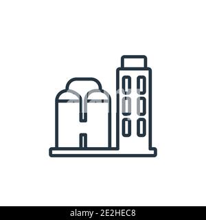 Refinery outline vector icon. Thin line black refinery icon, flat vector simple element illustration from editable industry concept isolated stroke on Stock Vector