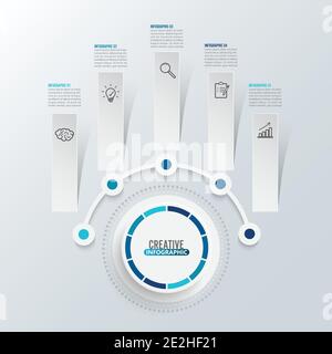 Vector infographic template with 3D paper label, integrated circles. Business concept with options. For content, diagram, flowchart, steps, parts. Stock Vector