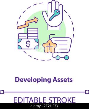 Developing assets concept icon Stock Vector