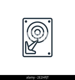 Hard drive outline vector icon. Thin line black hard drive icon, flat vector simple element illustration from editable networking concept isolated on Stock Vector