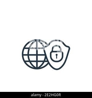 Internet security outline vector icon. Thin line black internet security icon, flat vector simple element illustration from editable internet security Stock Vector