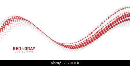 Abstract simple red and gray dotted wave on white background. Vector graphics Stock Vector