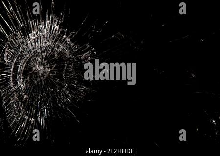 Broken glass, white lines on black background, design element Stock Photo