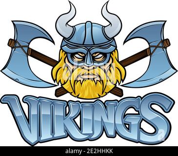 Viking Crossed Axes Mascot Warrior Sign Graphic Stock Vector