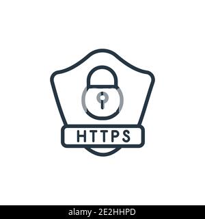 Https outline vector icon. Thin line black https icon, flat vector simple element illustration from editable internet security concept isolated on whi Stock Vector