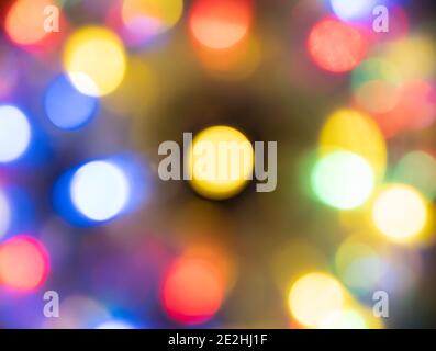 Abstract round colorful Christmas lights Stock Photo