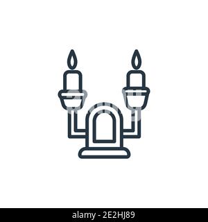 Candelabra outline vector icon. Thin line black candelabra icon, flat vector simple element illustration from editable magic concept isolated stroke o Stock Vector