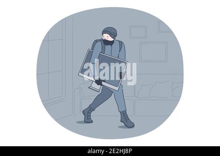 Robbery, thief and crime concept Stock Vector