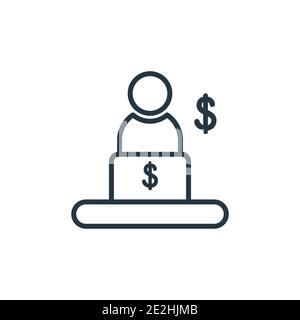 Online business outline vector icon. Thin line black online business icon, flat vector simple element illustration from editable humans concept isolat Stock Vector