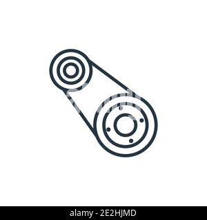 Timing belt outline vector icon. Thin line black timing belt icon, flat vector simple element illustration from editable industry concept isolated str Stock Vector