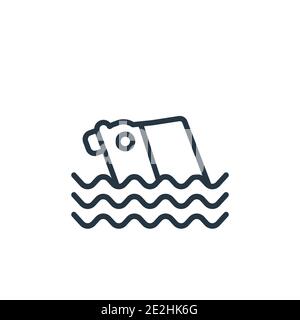 Flooded house icon logo sign vector outline in black and white color ...