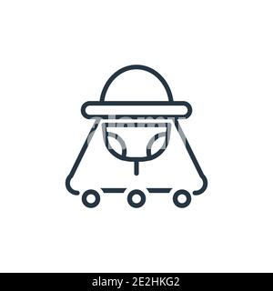 Walker outline vector icon. Thin line black walker icon, flat vector simple element illustration from editable kid and baby concept isolated stroke on Stock Vector
