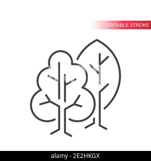 Tree thin line vector icons. Nature, forest trees outline symbol, editable stroke. Stock Vector
