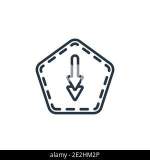 Down outline vector icon. Thin line black down icon, flat vector simple element illustration from editable interface concept isolated stroke on white Stock Vector