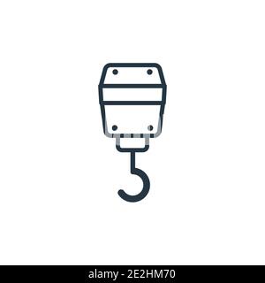 Hook crane outline vector icon. Thin line black hook crane icon, flat vector simple element illustration from editable industry concept isolated strok Stock Vector