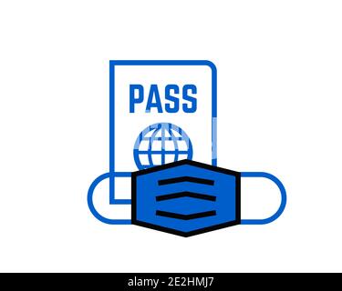 Passport and mask travel line icon. Safe travel Stock Vector