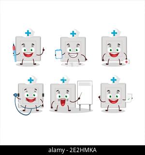 Doctor profession emoticon with single electric adapter cartoon character. Vector illustration Stock Vector