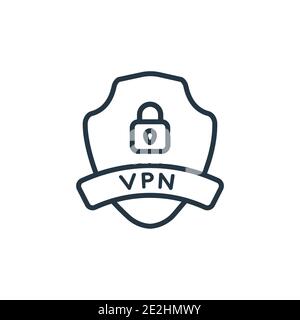Virtual private network outline vector icon. Thin line black virtual private network icon, flat vector simple element illustration from editable inter Stock Vector