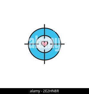 Target lineal color icon with heart. simple design editable. Design template vector Stock Vector