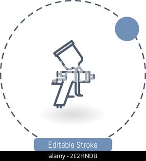 spray paint gun vector icon editable stroke outline icons for web and mobile Stock Vector