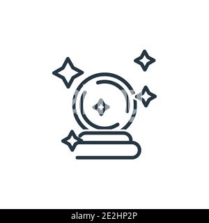 Crystal ball outline vector icon. Thin line black crystal ball icon, flat vector simple element illustration from editable magic concept isolated stro Stock Vector