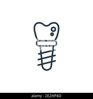 Implants outline vector icon. Thin line black implants icon, flat vector simple element illustration from editable medical concept isolated on white b Stock Vector