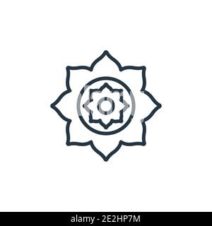 Chakra outline vector icon. Thin line black chakra icon, flat vector simple element illustration from editable india and holi concept isolated stroke Stock Vector