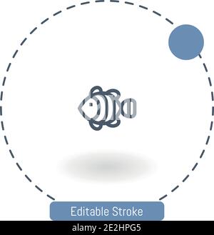 clownfish vector icon editable stroke outline icons for web and mobile Stock Vector