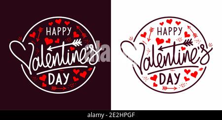 Artistic Handwritten Happy Valentines Day Lettering Vector Illustration Art Stock Vector