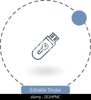 pendrive vector icon editable stroke outline icons for web and mobile Stock Vector