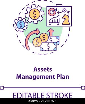Assets management plan concept icon Stock Vector