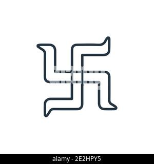 Swastica outline vector icon. Thin line black swastica icon, flat vector simple element illustration from editable india concept isolated on white bac Stock Vector