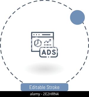 ads vector icon editable stroke outline icons for web and mobile Stock Vector