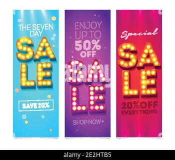 Sale Flyers Set design. Creative Sale banner template. Vertical discount coupon for your design Stock Vector