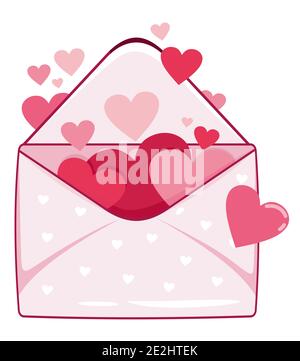 Icon of postal letters for valentine s day, hearts, valentine card and other elements. Stock Vector