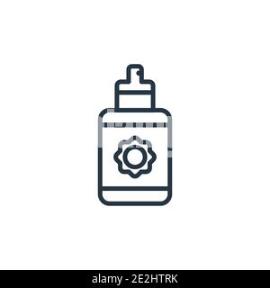 Sunscreen bottle outline vector icon. Thin line black sunscreen bottle icon, flat vector simple element illustration from editable holidays concept is Stock Vector