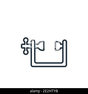 Clamp outline vector icon. Thin line black clamp icon, flat vector simple element illustration from editable industry concept isolated stroke on white Stock Vector