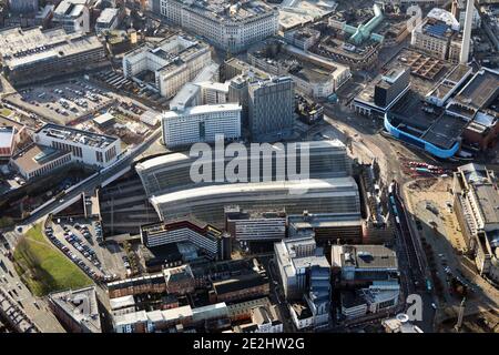 aerial view of Lime Street Station in Liverpool Stock Photo