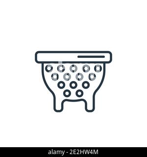Colander outline vector icon. Thin line black colander icon, flat vector simple element illustration from editable kitchen concept isolated stroke on Stock Vector