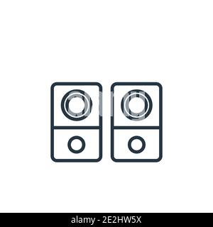 Two stereo speakers outline vector icon. Thin line black two stereo speakers icon, flat vector simple element illustration from editable hardware conc Stock Vector