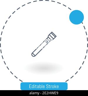 flashlight vector icon editable stroke outline icons for web and mobile Stock Vector