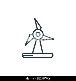 Eco windmill outline vector icon. Thin line black eco windmill icon, flat vector simple element illustration from editable industry concept isolated s Stock Vector