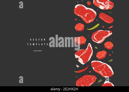 beef cuts. template menu design for restaurant, cafe Stock Vector Image ...