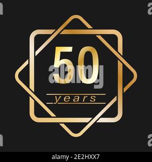 50 anniversary. Stylized gold lettering with reflection on a red ...