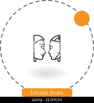 turing test vector icon editable stroke outline icons for web and mobile Stock Vector